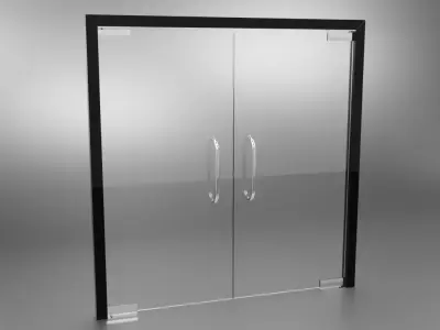 Glass Door With Round Handles 3D model