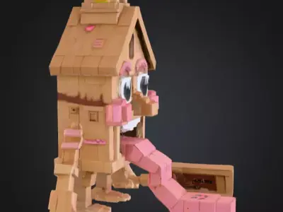 House Monster with a Tongue Slide Low-poly 3D model