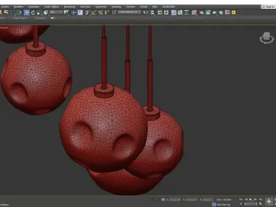 2 MIRA 6 Light Ceiling Cluster Pendant Low-poly 3D model