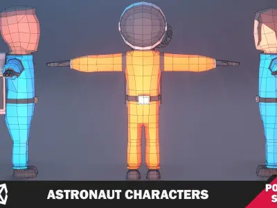 Astronaut Characters Pack Low-poly 3D model