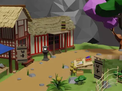 Chinese Village Low-poly 3D model
