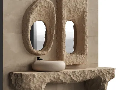 Rock relief bathroom furniture 3D model