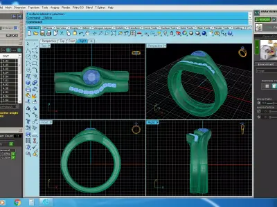 Elegant Round Gold Diamond Ring Set 3D print model