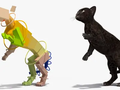  Panther Cub Clawing Motion Animated Rigged 