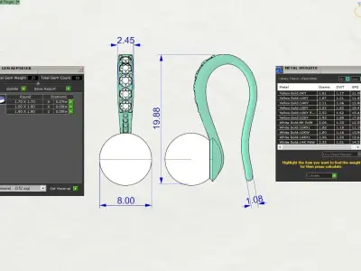 Pearl Drop Earrings with Pave Diamond Hook 36 3D print model