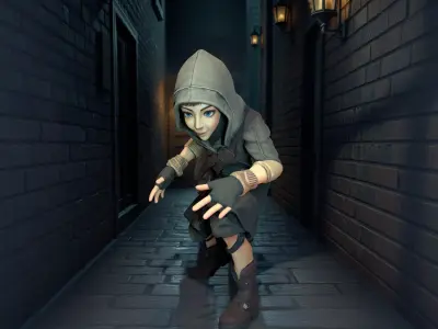 Short Halfling Thief One 3D Character - Rigged And Animated Low-poly 3D model