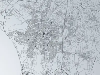 Tainan City  Road Network and Streets 3D model