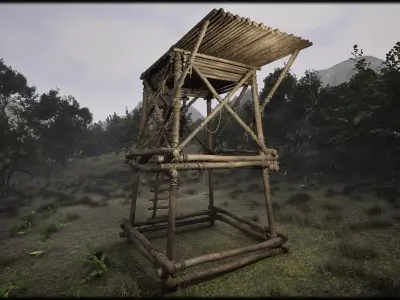 Wooden Watchtower B Low-poly 3D model