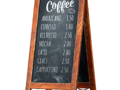 Wooden stand Chalk board for a cafe 3D model