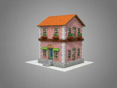 Corner Cafe Low-poly 3D model