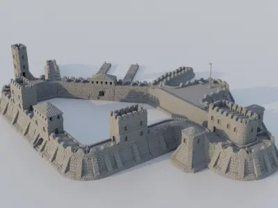 Fortified Colonial Port Tabletop Terrain 28 mm 3D print model