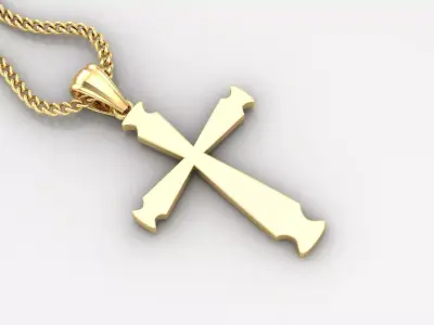 Light Gold 18K Cross Pendant 1CP057 3D print model
