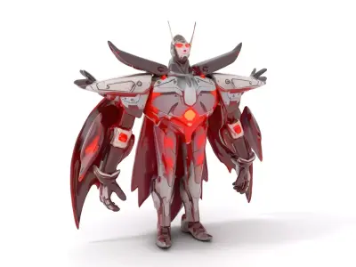 Crimson Mech Warrior model pack Low-poly 3D model