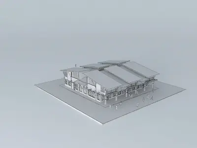 Cafeteria building with roof 3D model