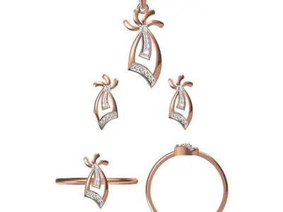 Light wt Ring Earrings Pendant set 3dm stl 1-render details 3D print model