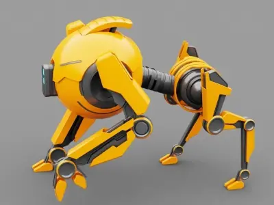 Q BOT rigged character rigged 3D model