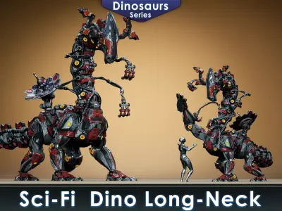 Sci-Fi Dino Long-Neck Low-poly 3D model