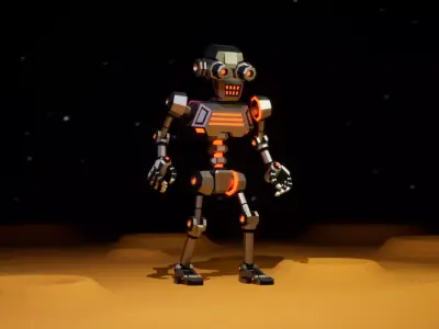 Sci-fi Robot X-26-1 low-poly stylized Low-poly 3D model