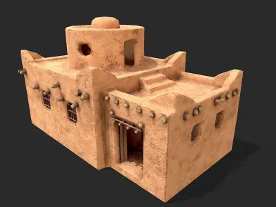 Clay Desert Egypt Village House 6 Low-poly 3D model
