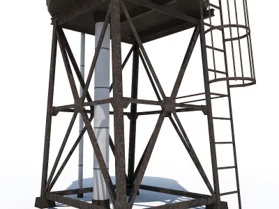 New York Water Tower Low-poly 3D model