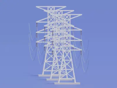Cartoon Electric Power Tower 3D model