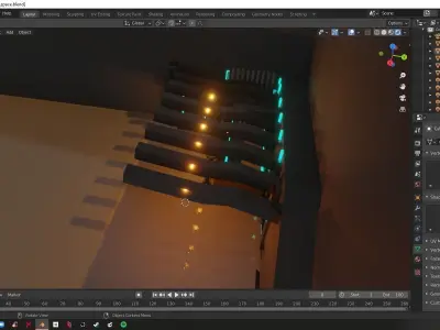Space Ship Futuristic Bar Scene Kitchen Room Low-poly 3D model