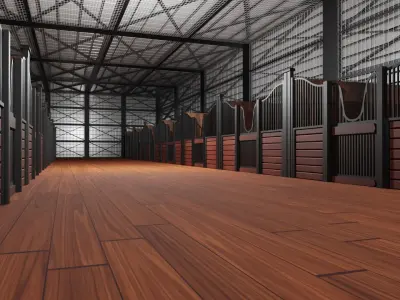 Horse Stable Low-poly 3D model