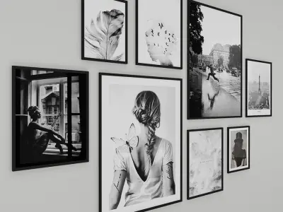 Frames Photo Modern Set 2 - Black and White - Scandinavian style Low-poly 3D model