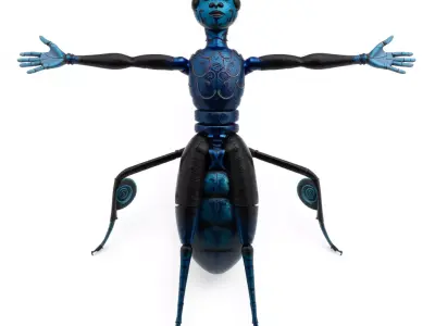 Blue Insectoid Robot model pack Low-poly 3D model