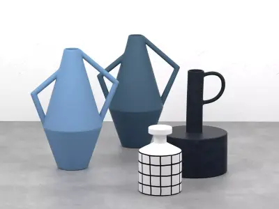 V three vases and vase 3D model