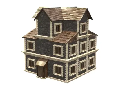 medieval house low poly city town residential house 32 Free low-poly 3D model