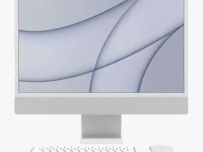 Apple iMac 24 inch 2021 Silver Low-poly 3D model