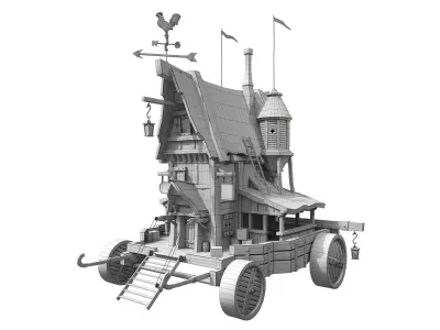 Medieval tavern on wheels 3D model