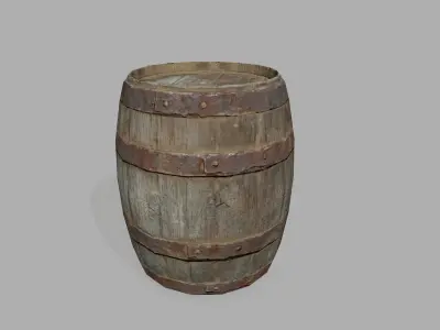 Wooden Barrel Low-poly 3D model