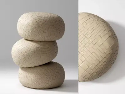 Puff 3D two stools 3D model