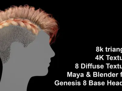 Cyberpunk Hair for Games Low-poly 3D model