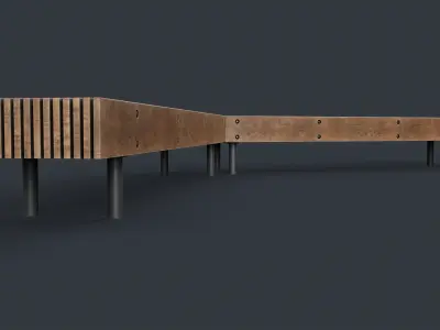 Modern Outdoor Bench 55 PBR Game Ready Low-poly 3D model