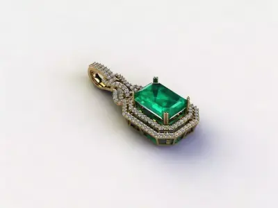 women pendant with gem  3D model