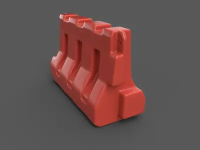 Plastic Barrier Modular Game Ready Low-poly 3D model
