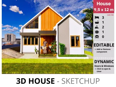 House 9x12m code 546 - Sketchup 3D model 3D model 3D model