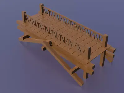 low poly wooden bridge  for forest environment  Free low-poly 3D model