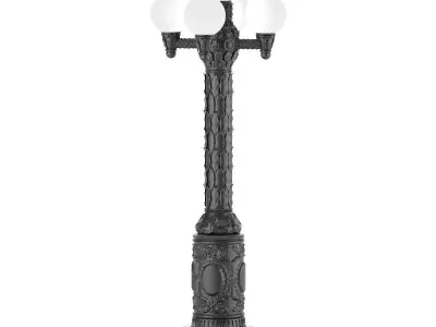 Three arm street lamp 3D model