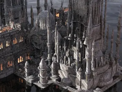 Mansion Fantasy design with Domes 3D model