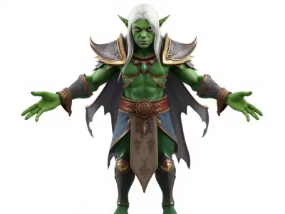 Fantasy Elven Sorcerer Character Model  Rigged and Animated Low-poly 3D model