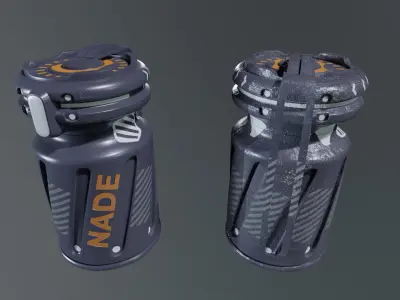Sci-Fi Grenade 3D Model Pack Damaged and Clean  Game Ready Low-poly 3D model