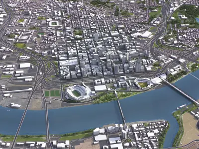 Cincinnati - 3D City Model Low-poly 3D model