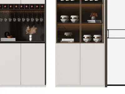 Modern cabinet door wine Sliding 3D model