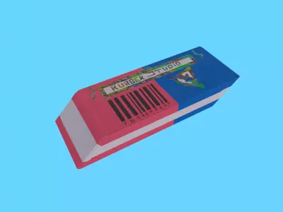 Giant Two-Tone Eraser 3D Model - Red  Blue Rubber Studio Low-poly 3D model