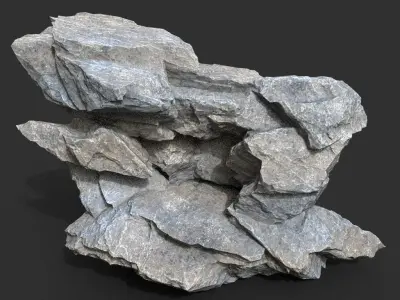 Low poly Gray Rock Formation B 190416 Low-poly 3D model