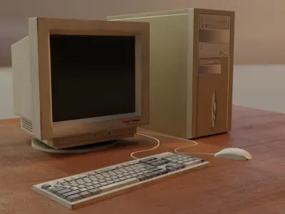 PBR Old Computer Low-poly 3D model